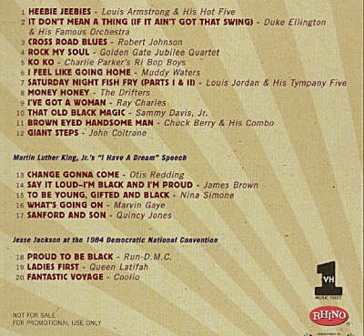 contents list for black music cd